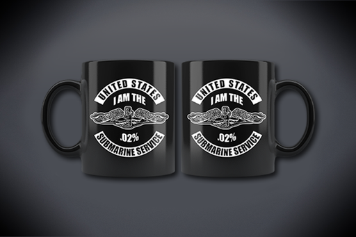 United States Submarine Service I Am The .02% 11oz. Black Ceramic Mug