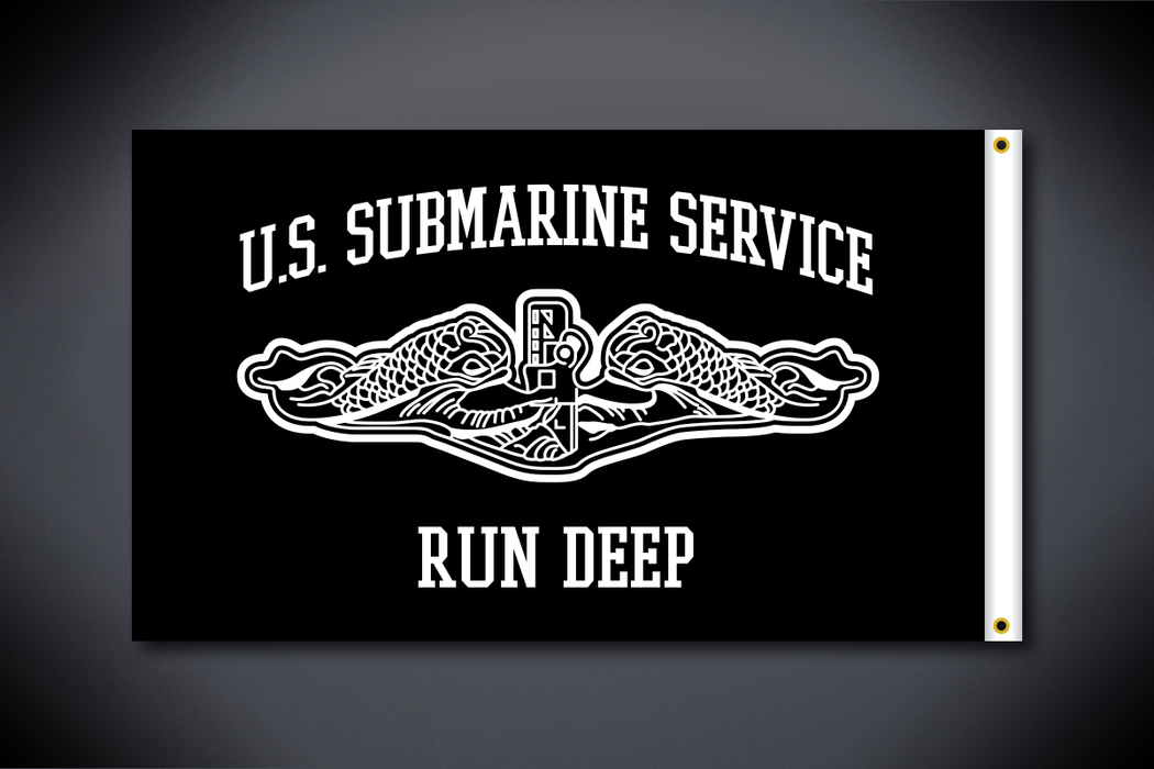 U.S. Submarine Service Flag - Run Deep - (Side 2 - Double Sided - Outdoor Use)