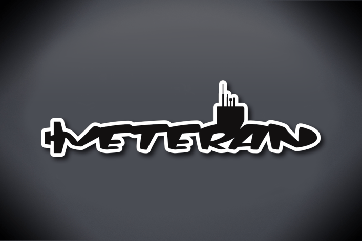 Submarine Veteran Vinyl Cut Decal - Glossy Black Vinyl with Glossy White Vinyl