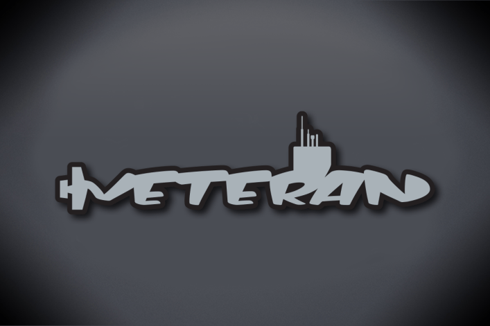 Submarine Veteran Vinyl Cut Decal - Glossy Silver Metallic Vinyl with Glossy Black Vinyl