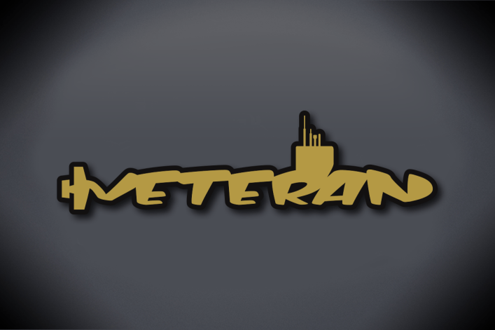 Submarine Veteran Vinyl Cut Decal - Glossy Gold Metallic Vinyl with Glossy Black Vinyl