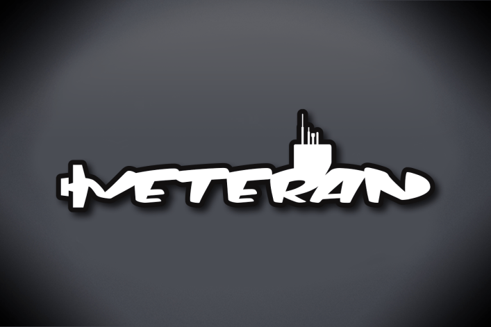 Submarine Veteran Vinyl Cut Decal - Glossy White Vinyl with Glossy Black Vinyl