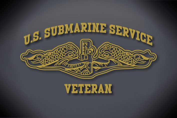 U.S. Submarine Service Veteran Vinyl Cut Decal - Gold Metallic Glossy Silver