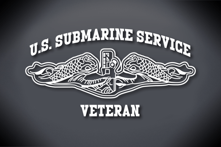 U.S. Submarine Service Veteran Vinyl Cut Decal - White Glossy Silver
