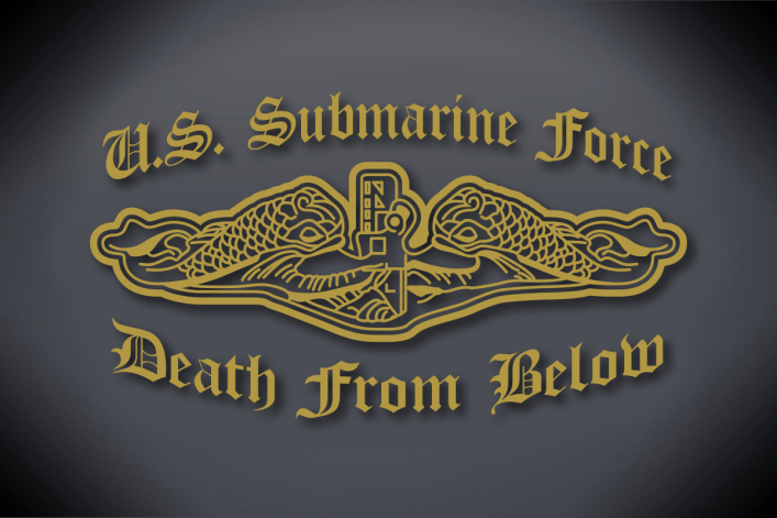 U.S. Submarine Force Death from Below Vinyl Cut Decal - Gold Metallic Glossy Vinyl