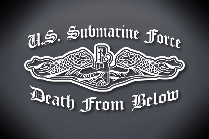 U.S. Submarine Force Death from Below Vinyl Cut Decal - White Glossy Vinyl