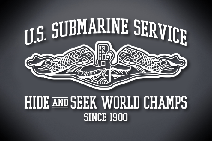 U.S. Submarine Service Hide and Seek World Champs Vinyl Cut Decal - Glossy White Vinyl
