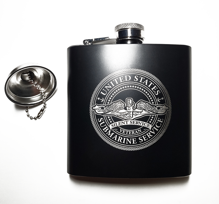 United States Submarine Service - Classic Veteran Engraved Flask - Front Decoration