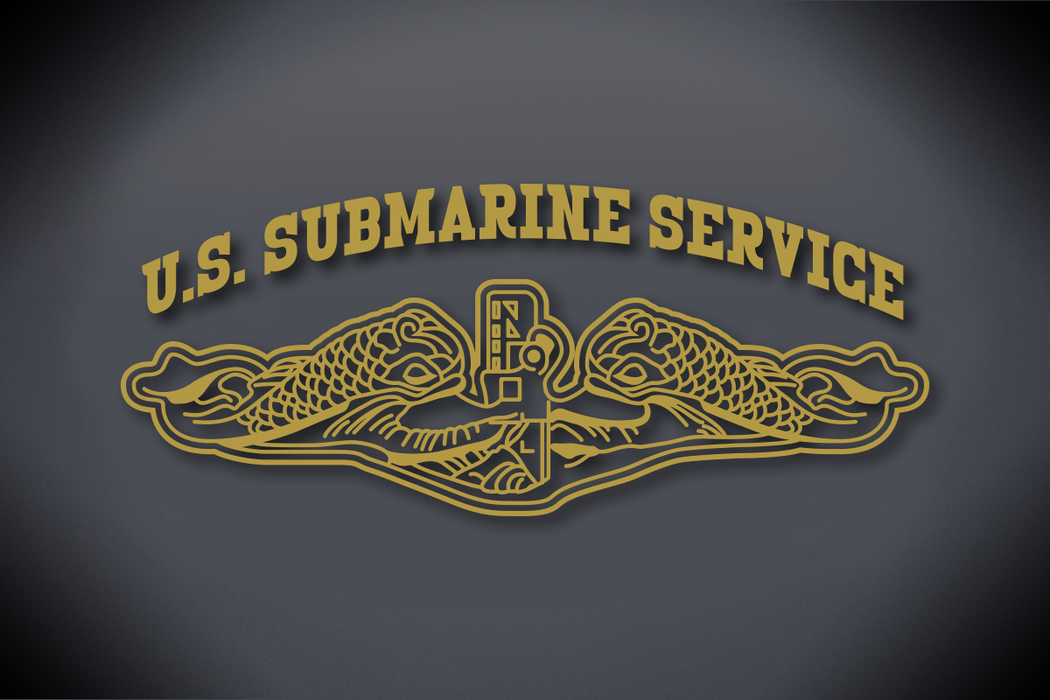 U.S. Submarine Service with Dolphins Vinyl Cut Decal Gold