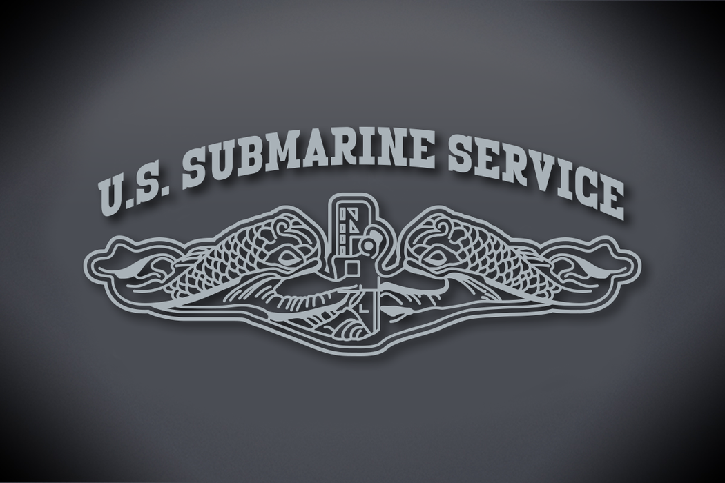 U.S. Submarine Service with Dolphins Vinyl Cut Decal Silver (Metallic)