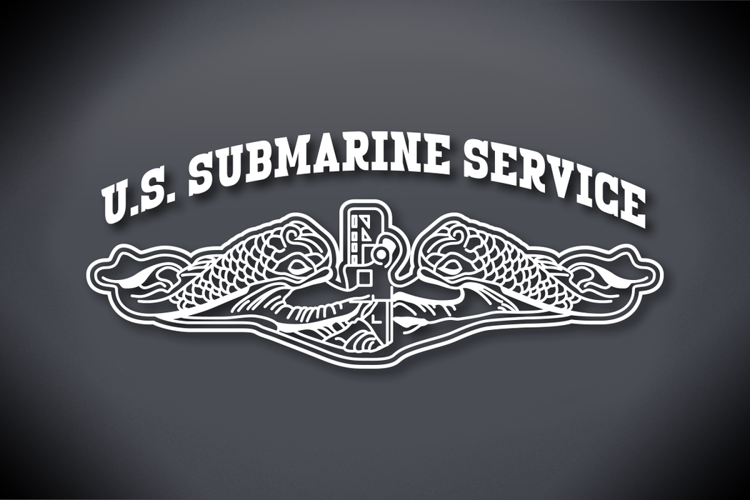 U.S. Submarine Service with Dolphins Vinyl Cut Decal White