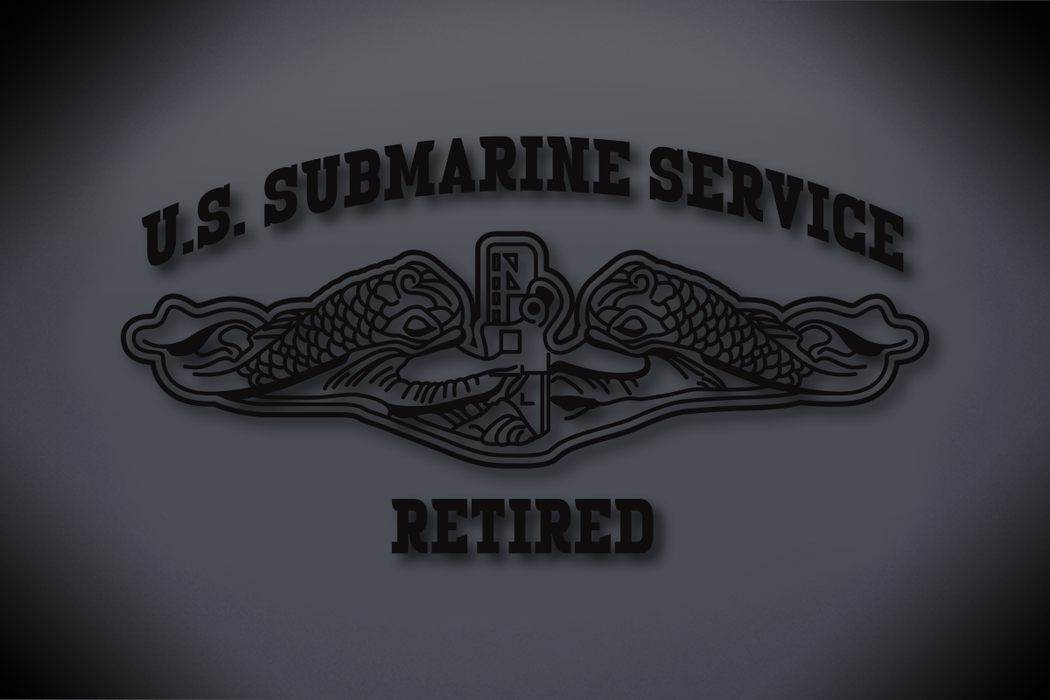 U.S. Submarine Service Retired Vinyl Cut Decal Black