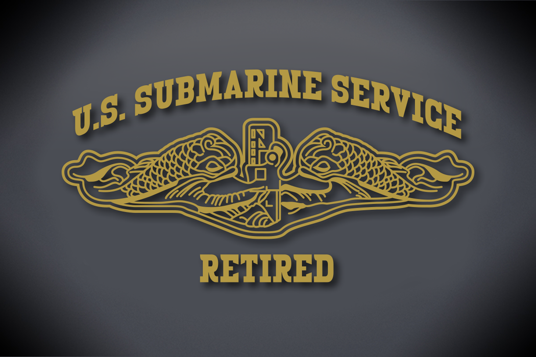 U.S. Submarine Service Retired Vinyl Cut Decal Gold