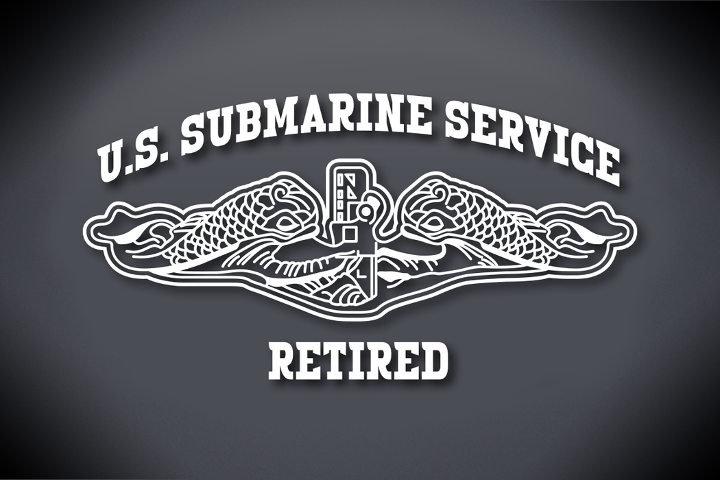 U.S. Submarine Service Retired Vinyl Cut Decal White