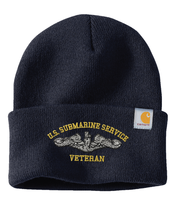 United States Submarine Service Veteran Carhartt Watch Cap 2.0 Beanie with Dolphins - Navy Color