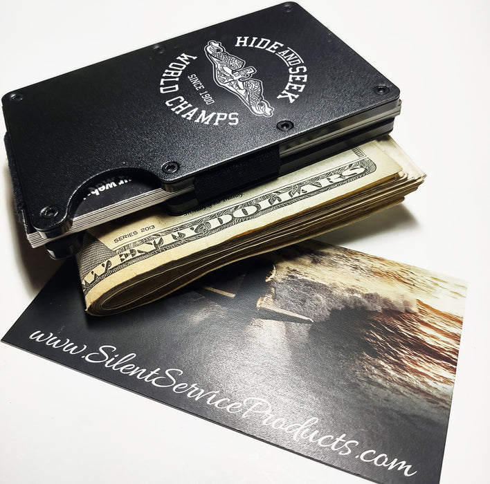 United States Submarine Service - Hide and Seek World Champs Engraved Card Holder - With Cash & Cards