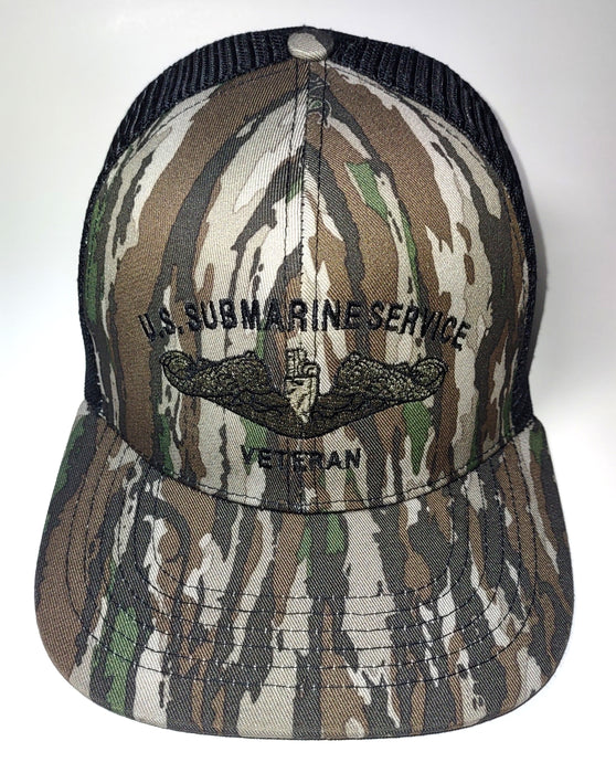 Realtree Original & Black Slate Hat - United States Submarine Service Veteran Embroidered Hat - Front Top