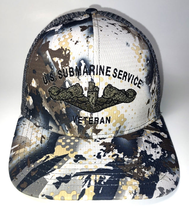 SKRE Gear Solace & Charcoal Slate U.S. Submarine Service Veteran Embroidered Hat- Front Crown