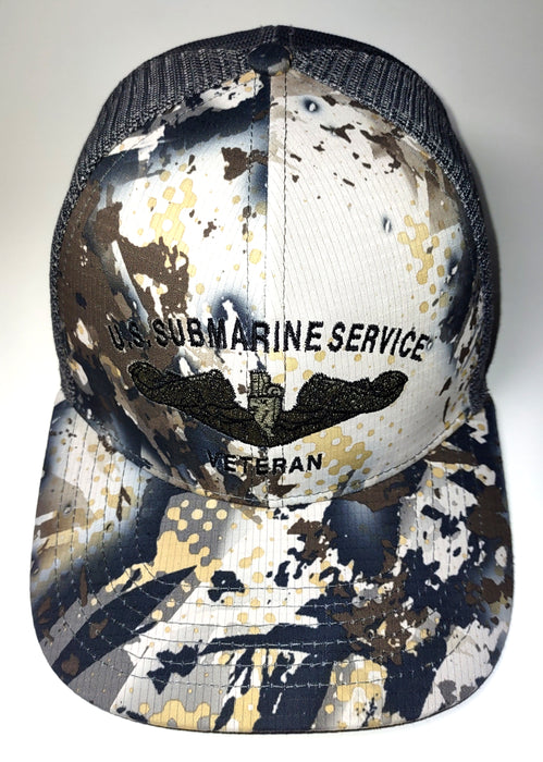 SKRE Gear Solace & Charcoal Slate U.S. Submarine Service Veteran Embroidered Hat- Front Top