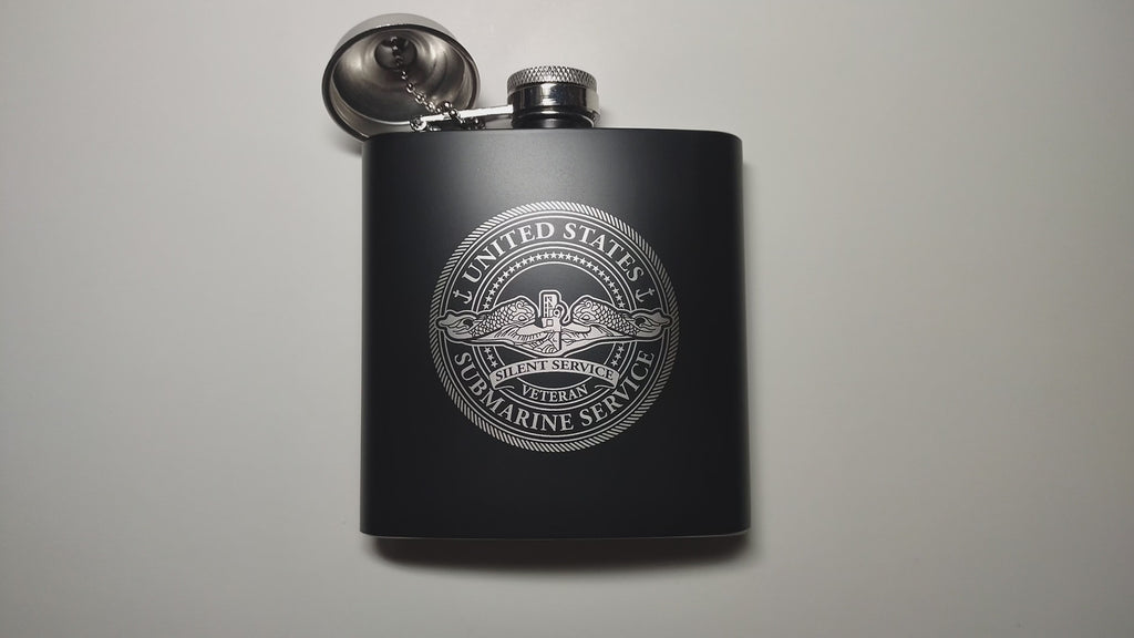 United States Submarine Service - Classic Veteran Engraved Flask - Front Decoration Video