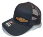 Richardson 112 Black with Black Trucker Mesh Submarine Service Dolphins Engraved Patch - Left Front Crown View