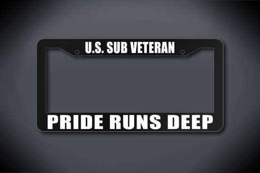 United States Submarine Service Veteran Pride Runs Deep License Plate Frame (Thick / Thick Black Frame)