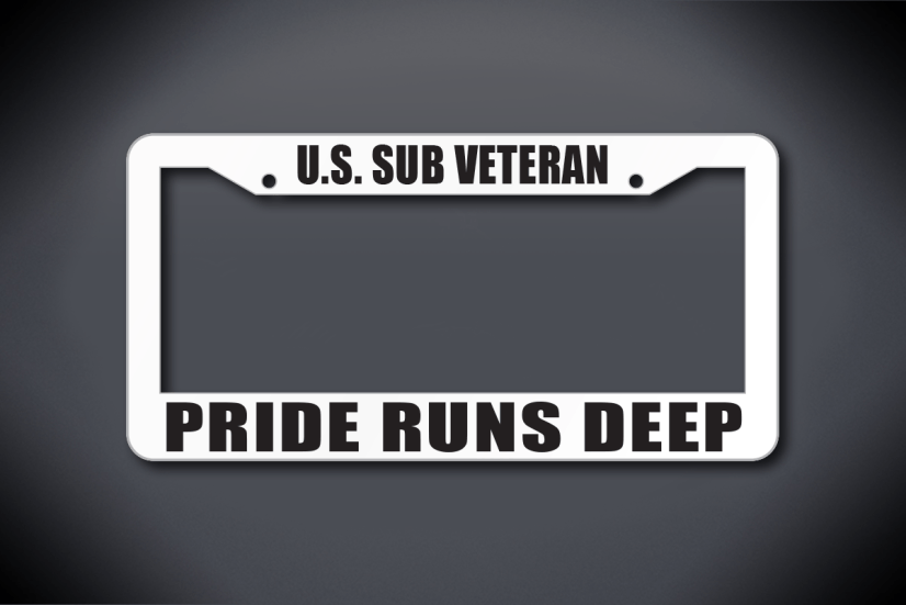 United States Submarine Service Veteran Pride Runs Deep License Plate Frame (Thick / Thick White Frame)