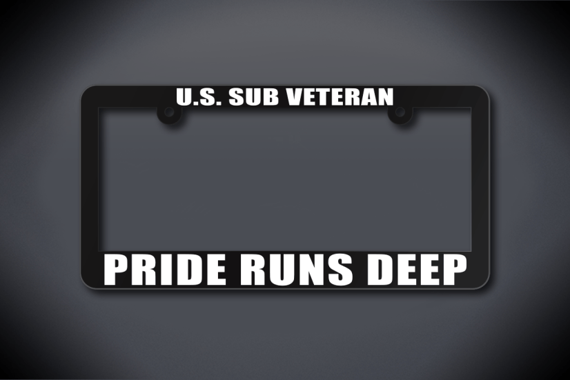 United States Submarine Service Veteran Pride Runs Deep License Plate Frame (Thin / Thick Black Frame)