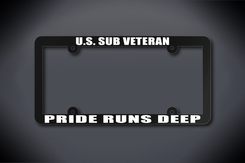 United States Submarine Service Veteran Pride Runs Deep License Plate Frame (Thin / Thin Black Frame)