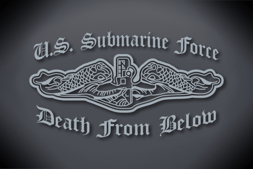 U.S. Submarine Force Death from Below Vinyl Cut Decal - Silver Metallic Glossy Vinyl