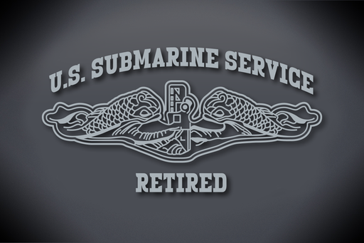 U.S. Submarine Service Retired Vinyl Cut Decal Silver (Metallic)